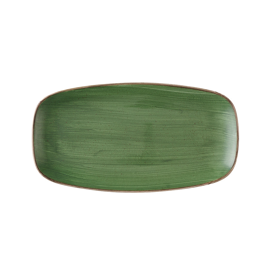 Churchill Stonecast Vitrified Porcelain Sorrel Green Oblong Plate 35.5x18.9cm Pack of 6