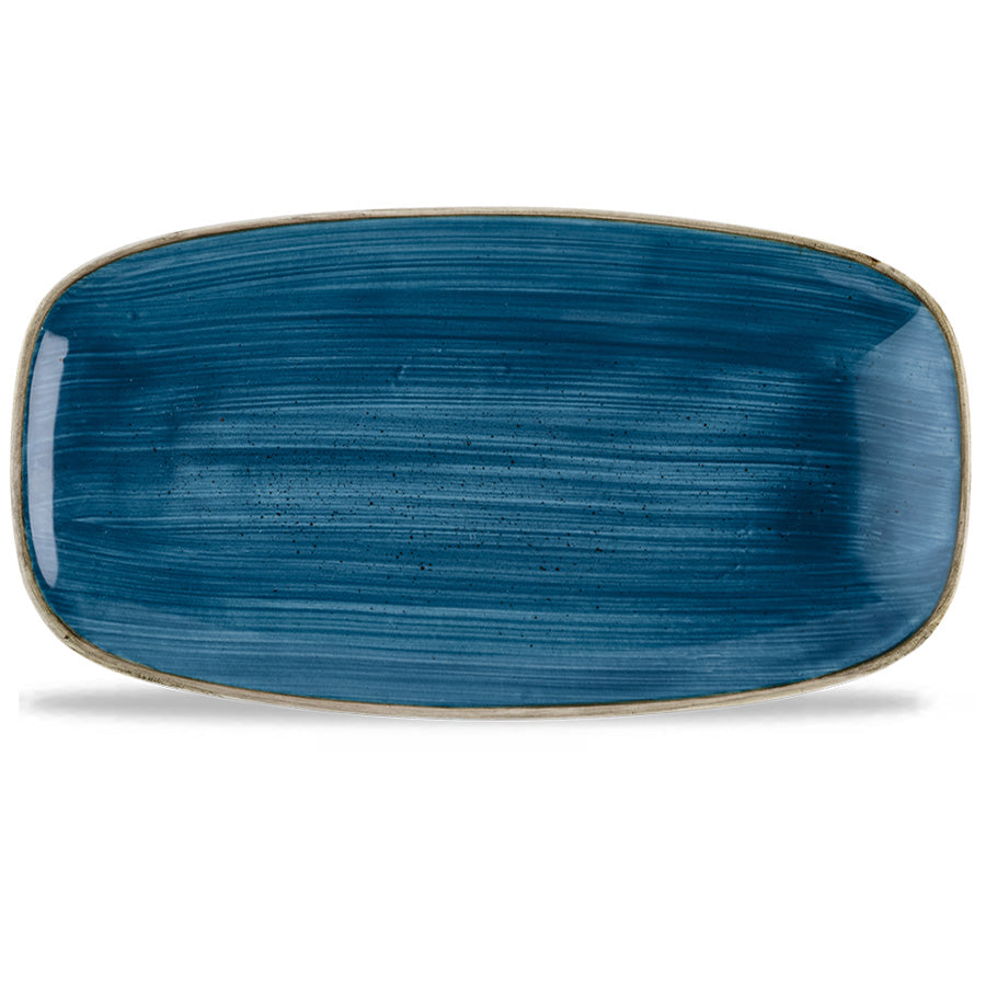 Churchill Stonecast Vitrified Porcelain Java Blue Oblong Platter 35.5x18.9cm Pack of 6