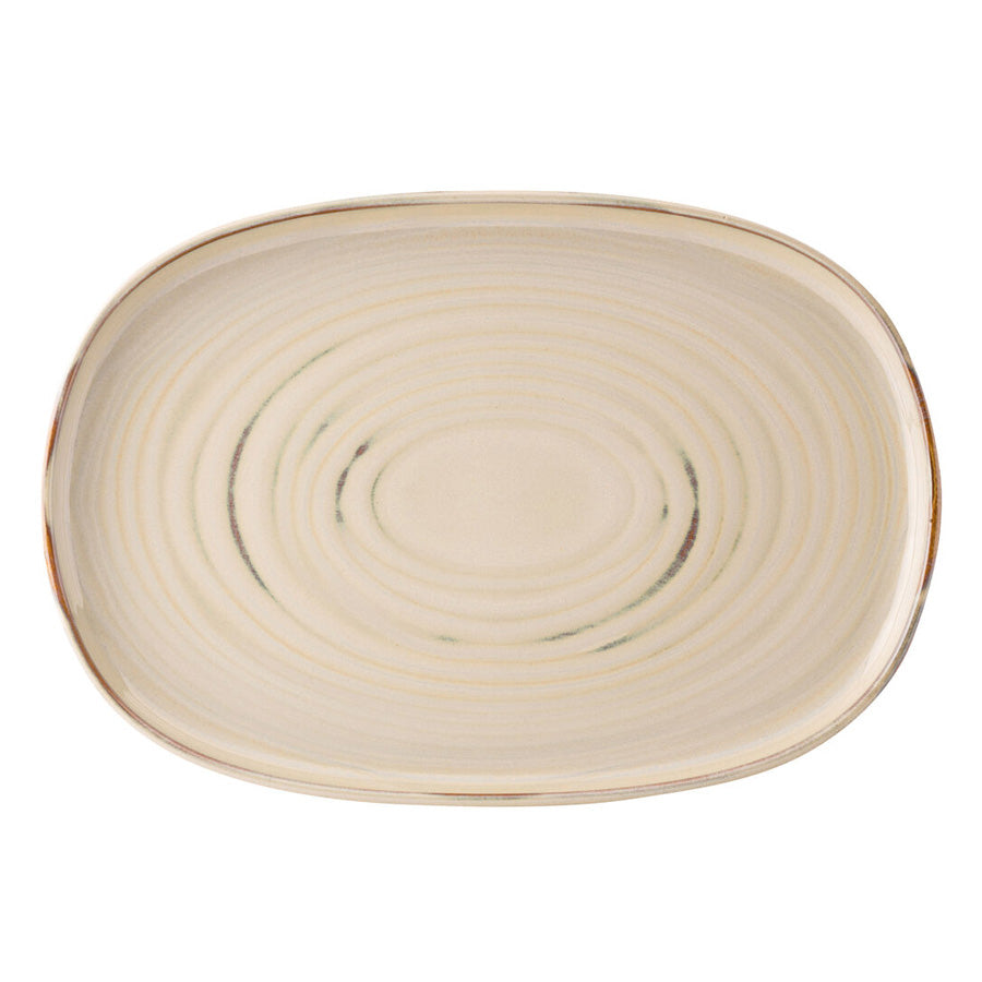 Utopia Santo Taupe Stoneware Cream Oval Platter 33cm 13 Inch Pack of 4