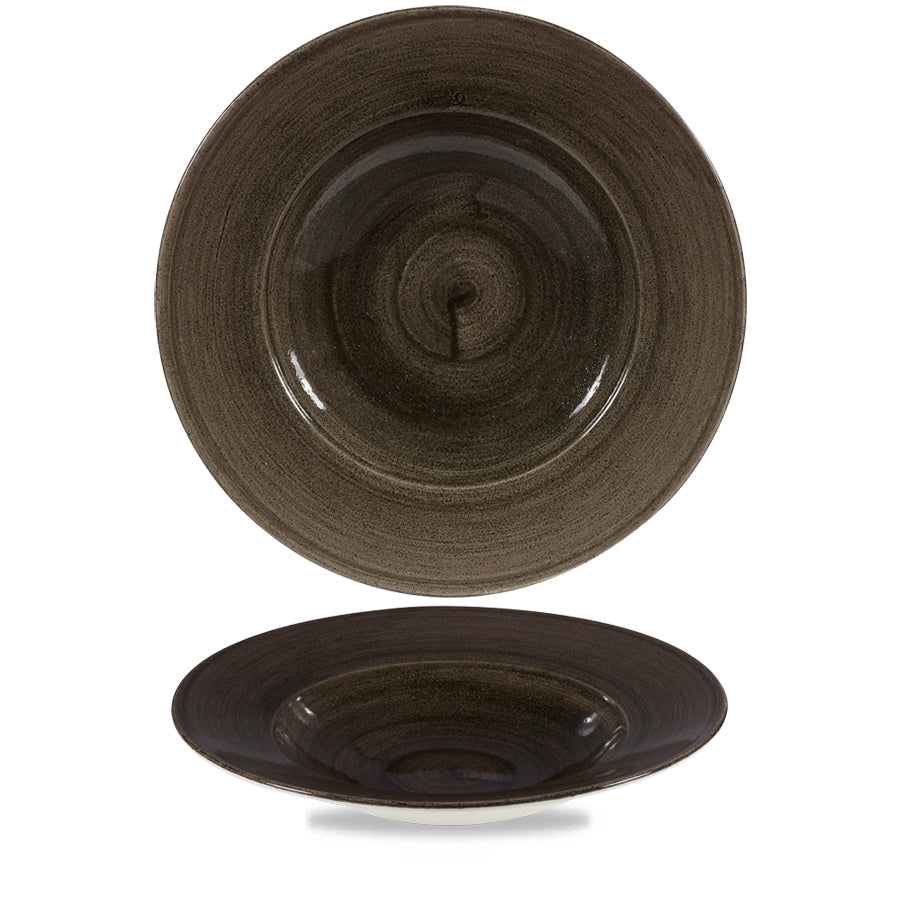 Churchill Stonecast Patina Vitrified Porcelain Iron Black Round Wide Rim Bowl 28cm 46.8cl Pack of 12