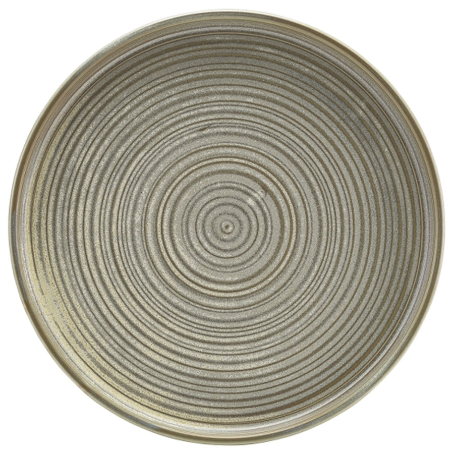 Genware Terra Vitrified Porcelain Matt Grey Round Low Presentation Plate 25x2.2cm Pack of 6