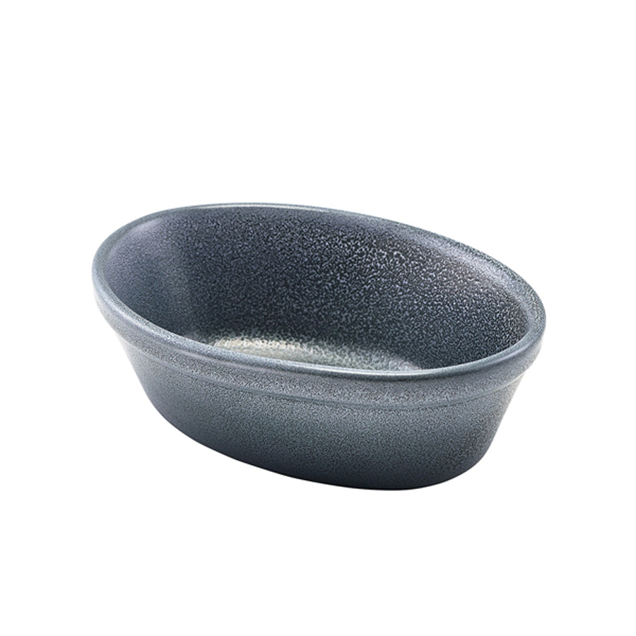 Genware Forge Graphite Stoneware Grey Oval Pie Dish 16x11.5x5cm 35cl 12.3oz Pack of 6