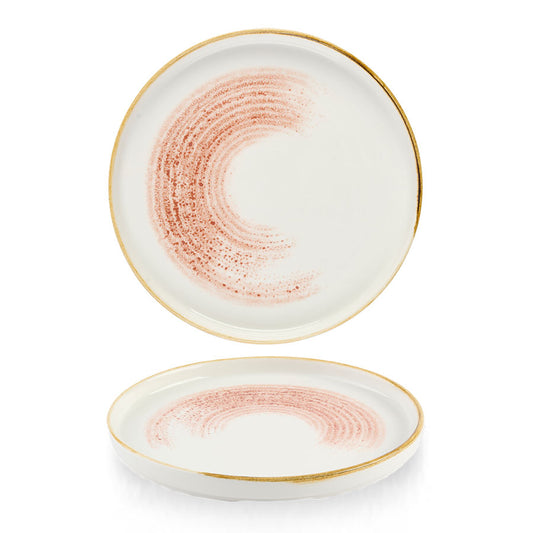 Churchill Homespun Accents Vitrified Porcelain Coral Round Chefs Walled Plate 26cm Pack of 6