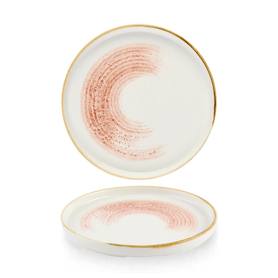 Churchill Homespun Accents Vitrified Porcelain Coral Round Chefs Walled Plate 21cm Pack of 6