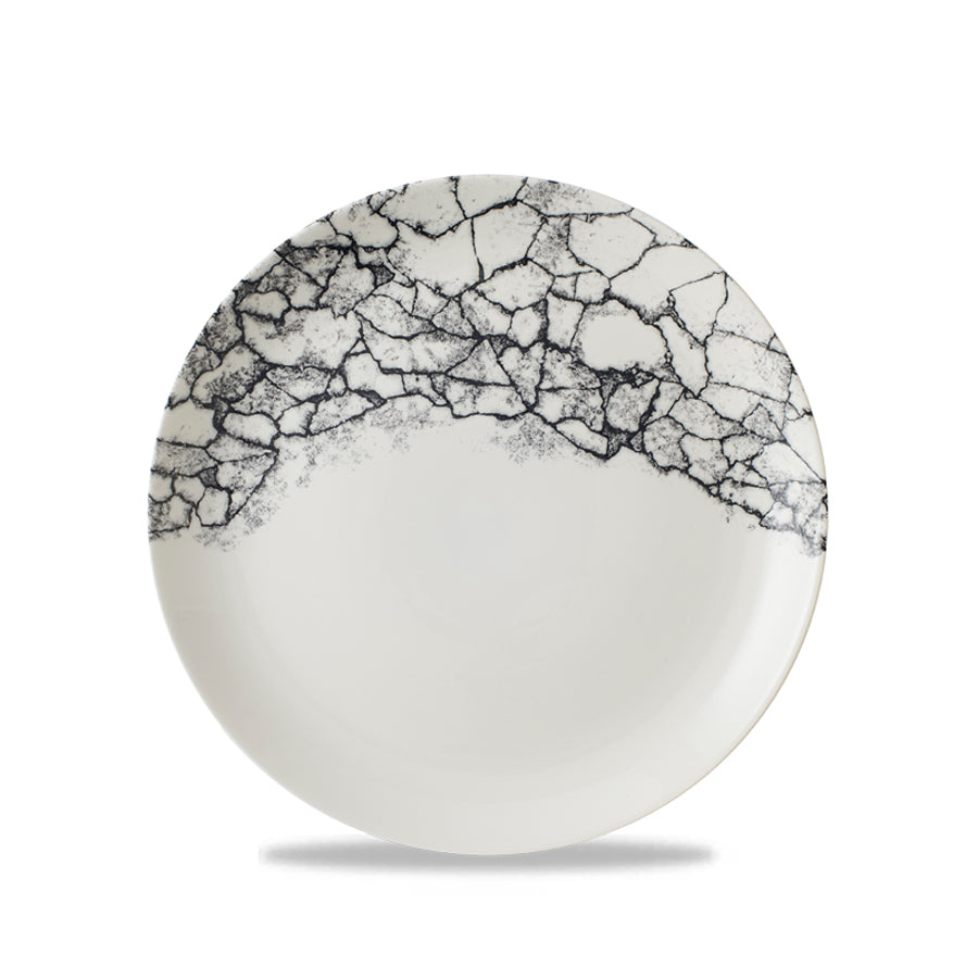 Churchill Studio Prints Kintsugi Accents Vitrified Porcelain Black Round Coupe Plate 28.8cm Pack of 12