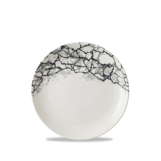 Churchill Studio Prints Kintsugi Accents Vitrified Porcelain Black Round Coupe Plate 21.7cm Pack of 12