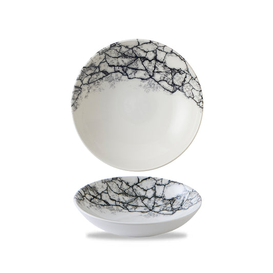 Churchill Studio Prints Kintsugi Accents Vitrified Porcelain Black Round Coupe Bowl 24.8cm Pack of 12