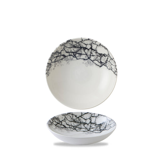 Churchill Studio Prints Kintsugi Accents Vitrified Porcelain Black Round Coupe Bowl 18.2cm Pack of 12