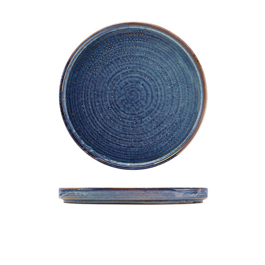 Neville Terra Porcelain Aqua Blue Round Low Presentation Plate 21cm Pack of 6