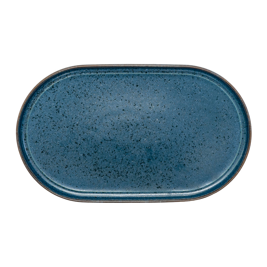 Artisan Tempest Vitrified Stoneware Blue Oval Platter 30cm Pack of 4