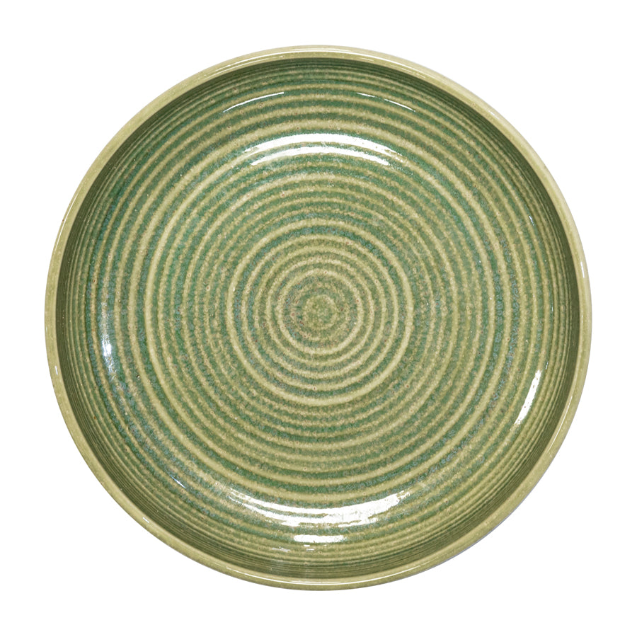 Artisan Heligan Vitrified Stoneware Green Round Bowl 23cm Pack of 4