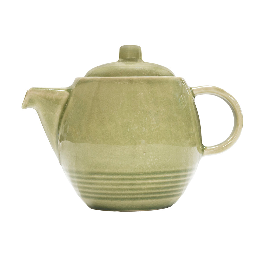 Artisan Heligan Vitrified Stoneware Green Teapot 18oz Pack of 4