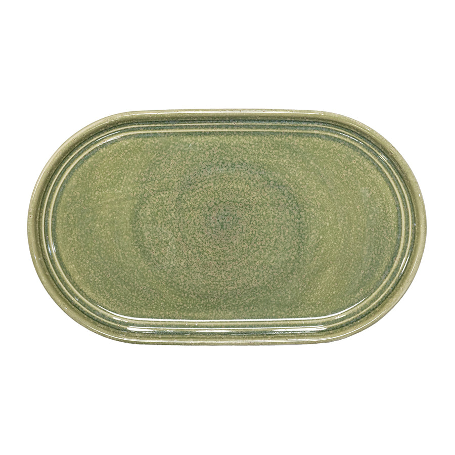 Artisan Heligan Vitrified Stoneware Green Oval Platter 25cm Pack of 4