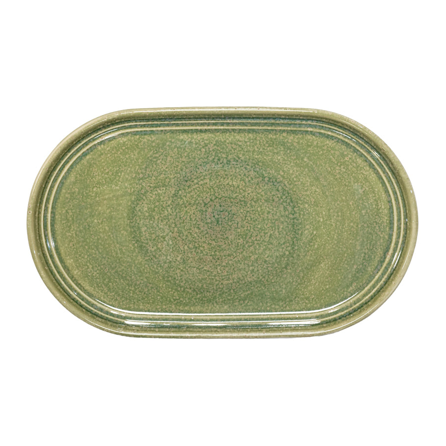 Artisan Heligan Vitrified Stoneware Green Oval Platter 30cm Pack of 4