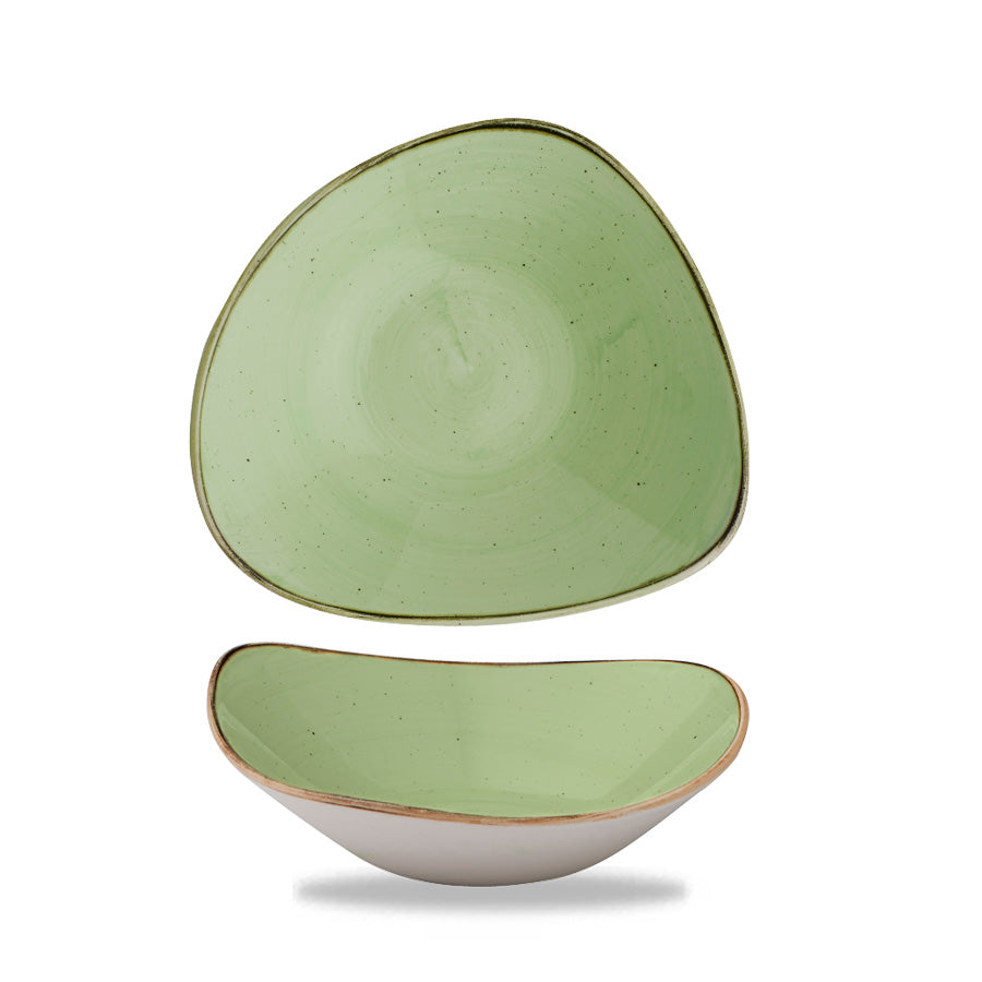 Churchill Stonecast Vitrified Porcelain Sage Green Triangle Bowl 23.5cm 21oz Pack of 12