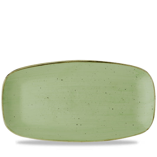 Churchill Stonecast Vitrified Porcelain Sage Green Chefs' Oblong Plate 35.5x18.9cm Pack of 6