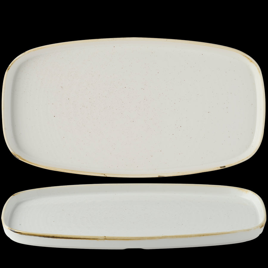 Churchill Stonecast Vitrified Porcelain Barley White Chefs' Walled Oblong Plate 35x18.5cm Pack of 6