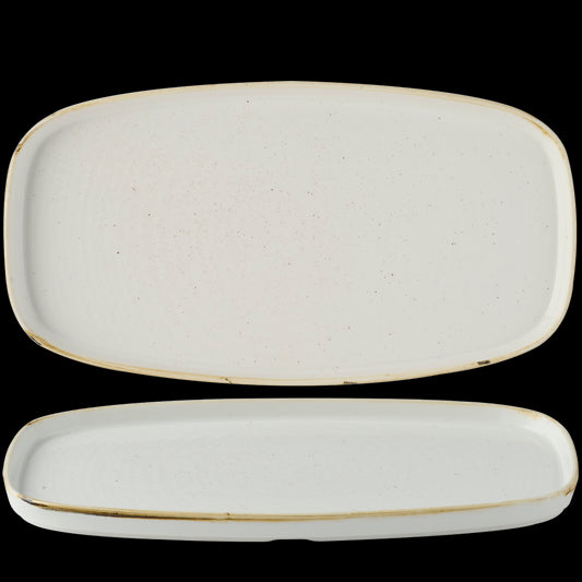 Churchill Stonecast Vitrified Porcelain Barley White Chefs' Walled Oblong Plate 35x18.5cm Pack of 6