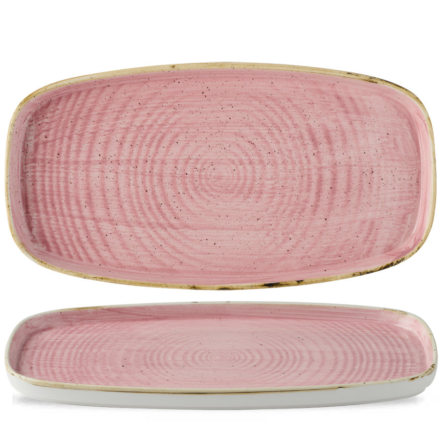 Churchill Stonecast Vitrified Porcelain Petal Pink Chefs' Walled Oblong Plate 35x18.5cm Pack of 6