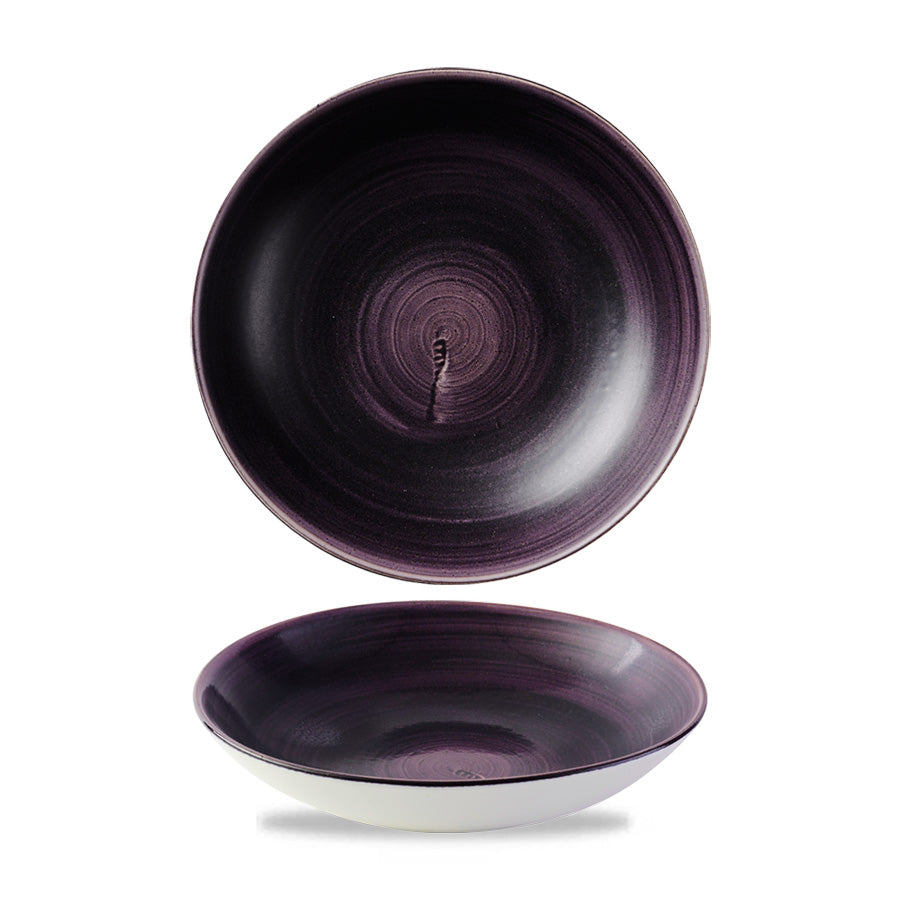 Churchill Stonecast Vitrified Porcelain Patina Deep Purple Round Coupe Bowl 18.2cm 15oz Pack of 12