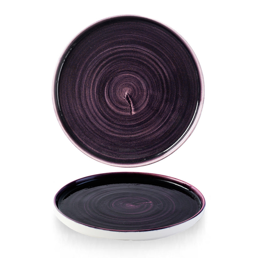 Churchill Stonecast Vitrified Porcelain Patina Deep Purple Round Walled Plate 26cm Pack of 6