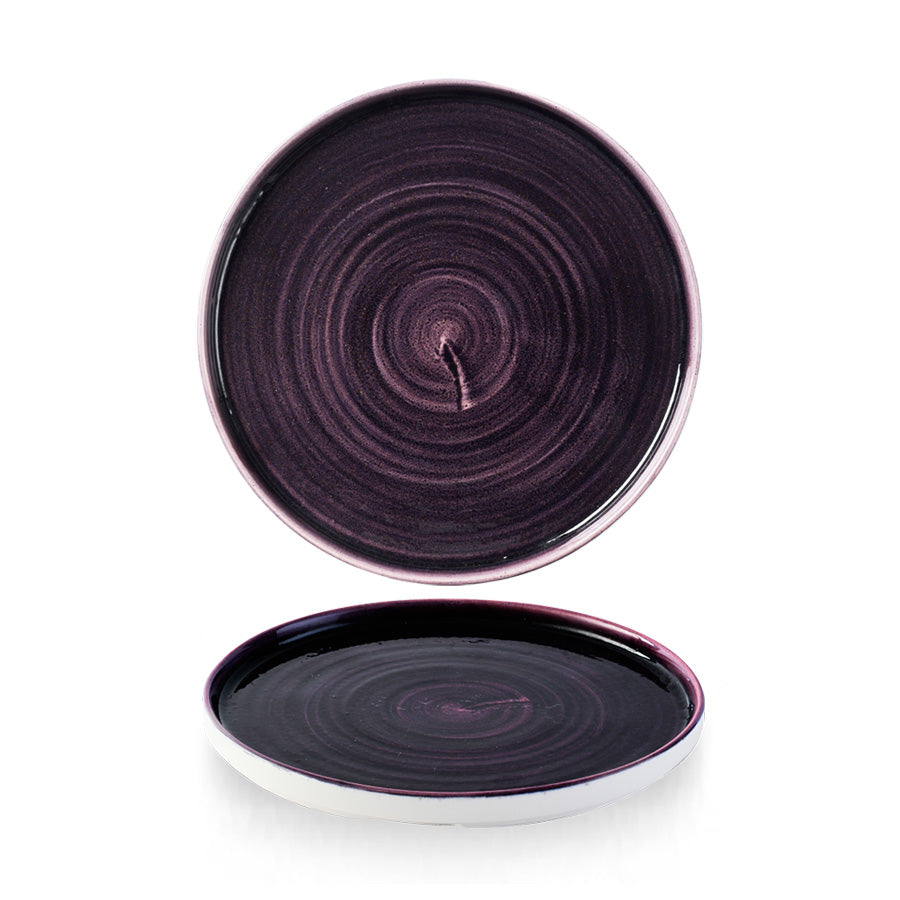 Churchill Stonecast Vitrified Porcelain Patina Deep Purple Round Walled Plate 21cm Pack of 6