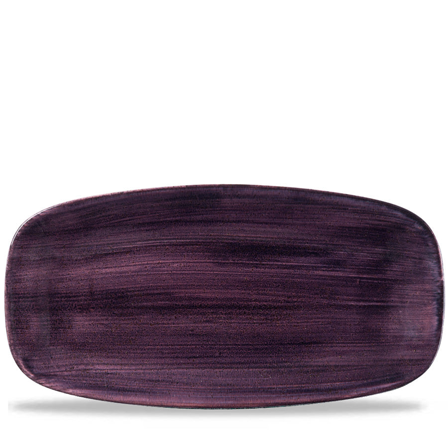 Churchill Stonecast Vitrified Porcelain Patina Deep Purple Chefs' Oblong Plate 35.5x18.9cm Pack of 6