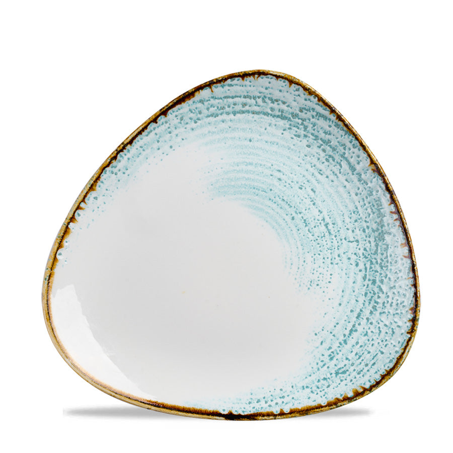 Churchill Homespun Vitrified Porcelain Accents Aquamarine Triangle Plate 22.9cm Pack of 12