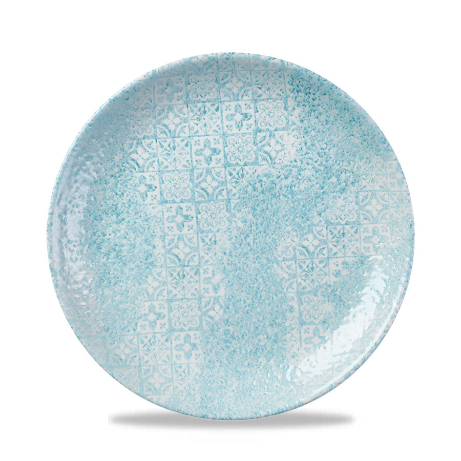 Churchill Vintage Prints Vitrified Porcelain Med Tiles Aquamarine Round Coupe Plate 21.7cm Pack of 12