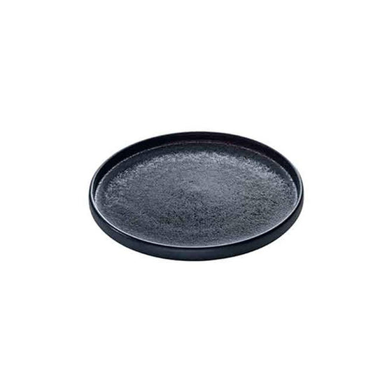 Playground Nara Stoneware Black Flat Round Plate 21cm Pack of 6