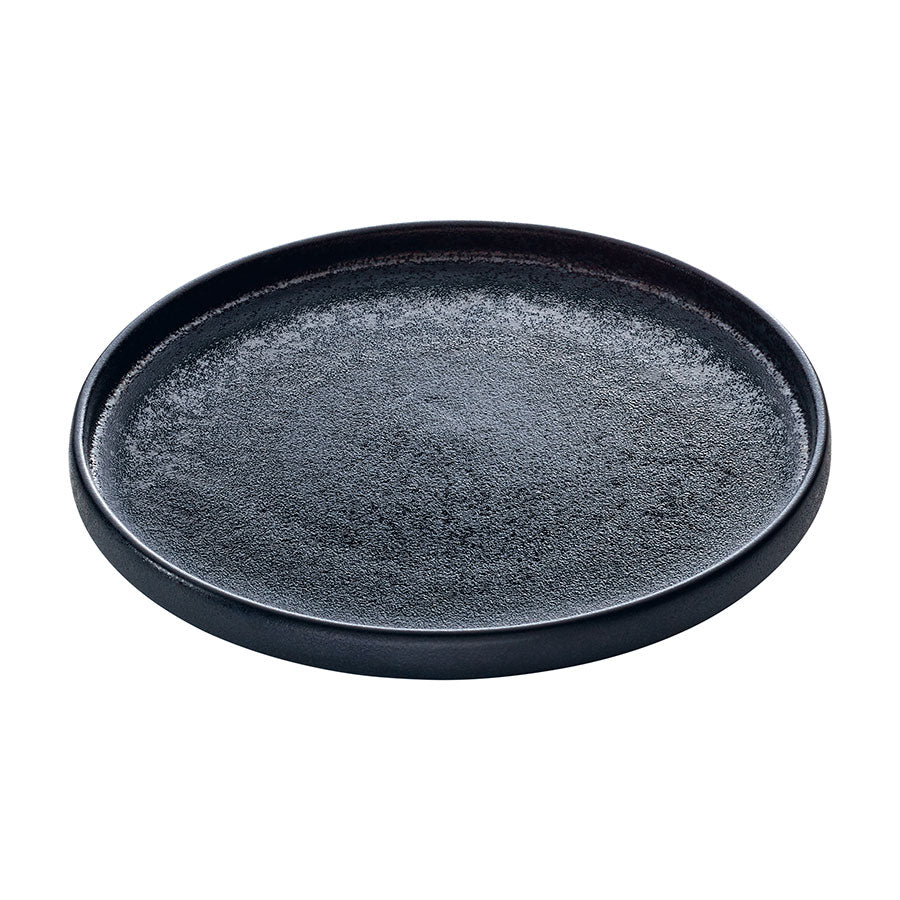 Playground Nara Stoneware Black Flat Round Plate 27cm Pack of 6