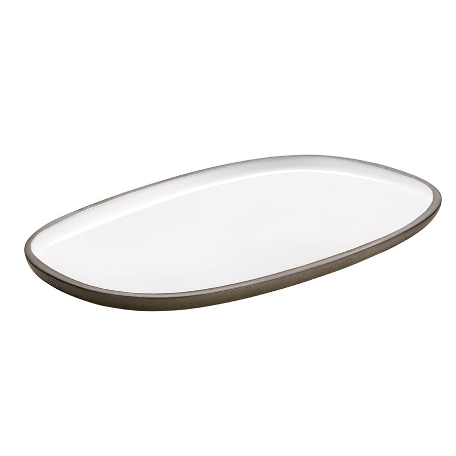 Playground ReNew Stoneware White Oval Platter 30x18cm Pack of 2