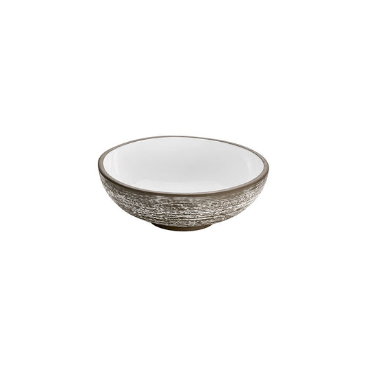 Playground ReNew Stoneware White Round Relief Bowl 14x5.8cm 32cl 11.25oz Pack of 6