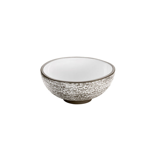 Playground ReNew Stoneware White Round Relief Bowl 9x3.9cm 10cl 3.5oz Pack of 12