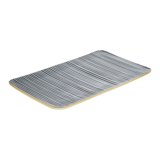 Playground Nara Stoneware Grey Rectangular Relief Platter 30x18cm Pack of 6