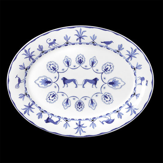 William Edwards Sultan's Garden Blue Bone China Oval Tray 35cm 13.75in Pack of 6