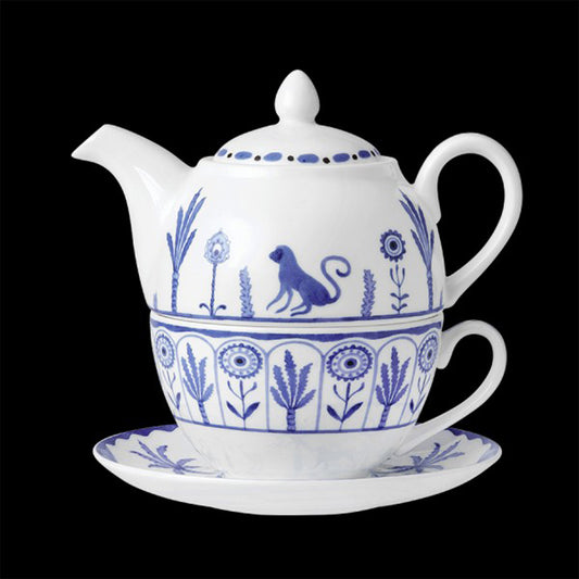 William Edwards Sultan's Garden Blue Bone China Tea For One Set Pack of 6