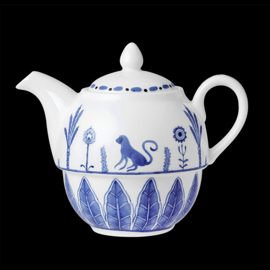 William Edwards Sultan's Garden Blue Bone China Tea For One Teapot 46cl 16oz Pack of 6