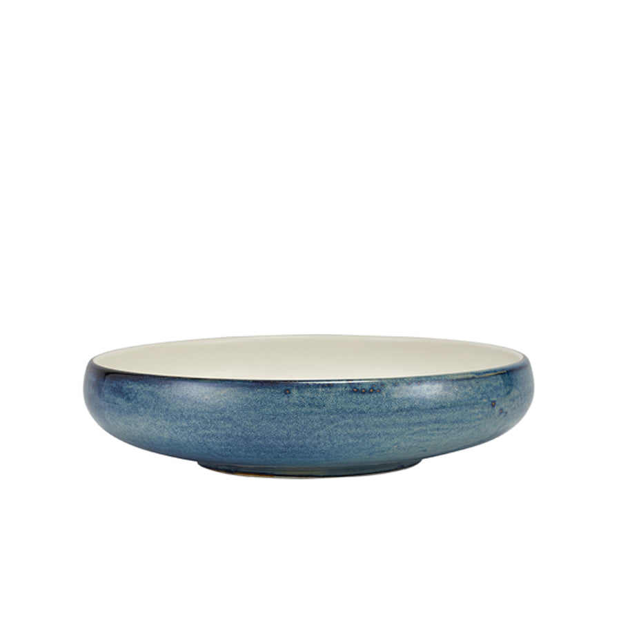 GenWare Terra Porcelain Aqua Blue Two Tone Round Coupe Bowl 24.5x5.5cm 1.6 Litre 56.3oz Pack of 6