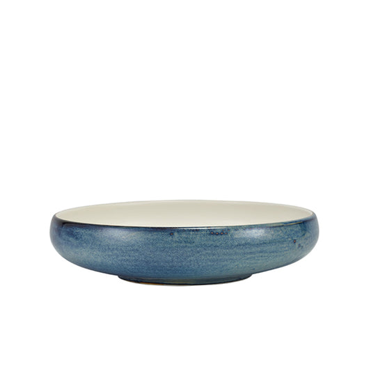 GenWare Terra Porcelain Aqua Blue Two Tone Round Coupe Bowl 24.5x5.5cm 1.6 Litre 56.3oz Pack of 6