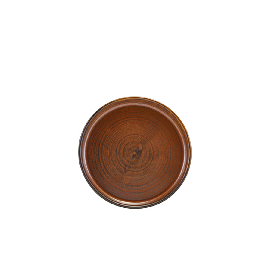 Genware Terra Porcelain Rustic Copper Round Low Presentation Plate 14cm Pack of 12