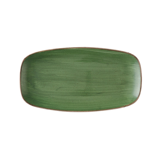 Churchill Stonecast Vitrified Porcelain Sorrel Green Oblong Plate 29.8x15.3cm Pack of 12