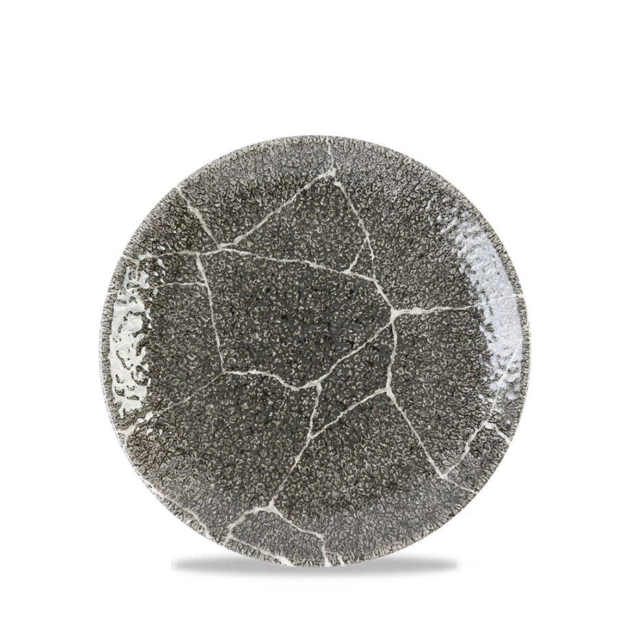 Churchill Kintsugi Reverse Vitrified Porcelain Quartz Black Round Coupe Plate 16.5cm Pack of 12