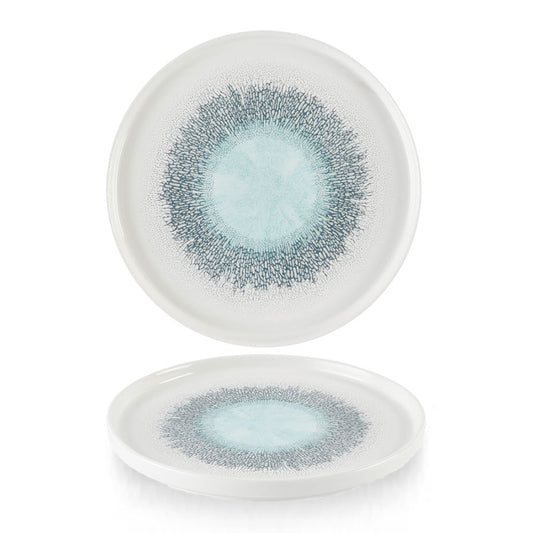 Churchill Studio Prints Fusion Vitrified Porcelain Aquamarine Round Chefs Walled Plate 26cm Pack of 6