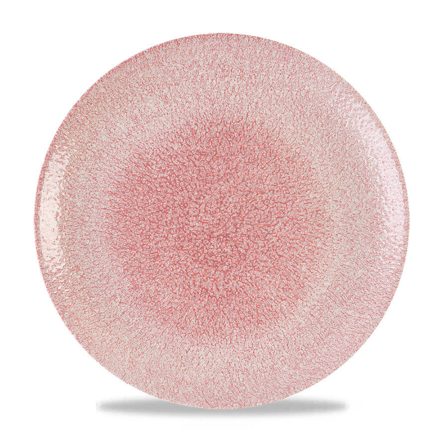 Churchill Studio Prints Raku Vitrified Porcelain Rose Quartz Pink Round Coupe Plate 28.8cm Pack of 12