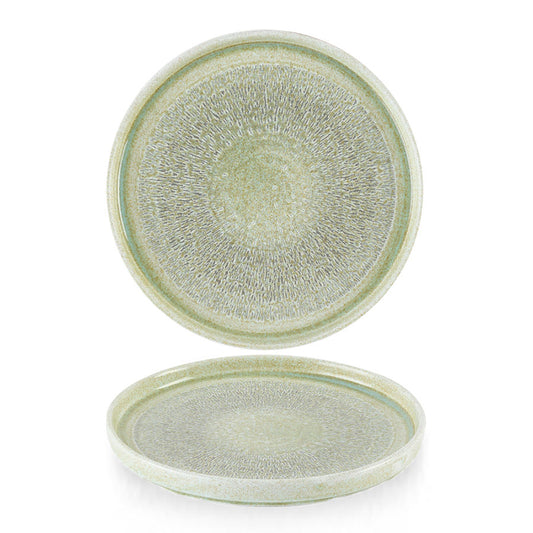 Dudson Harvest Grain Vitrified Porcelain Speckled Green Round Walled Plate 26cm Pack of 6