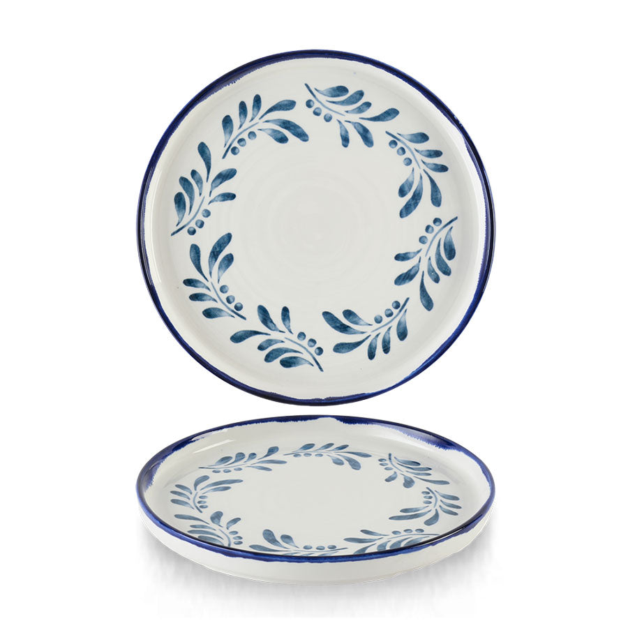 Dudson Harvest Mediterranean Vitrified Porcelain Blue Round Walled Plate 21cm Pack of 6