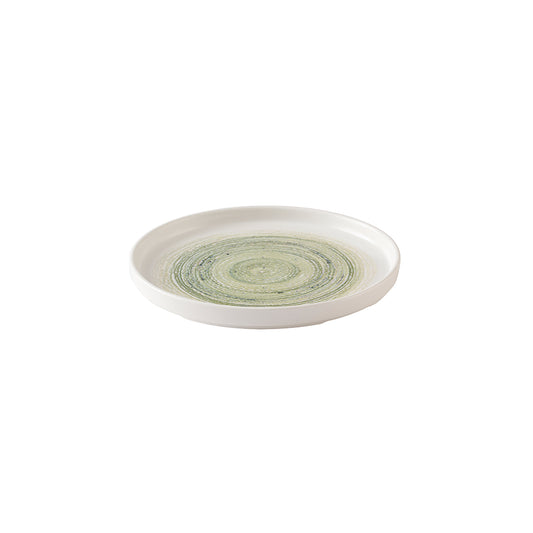 Churchill Elements Vitrified Porcelain Fern Green Round Walled Plate 21cm Pack of 6