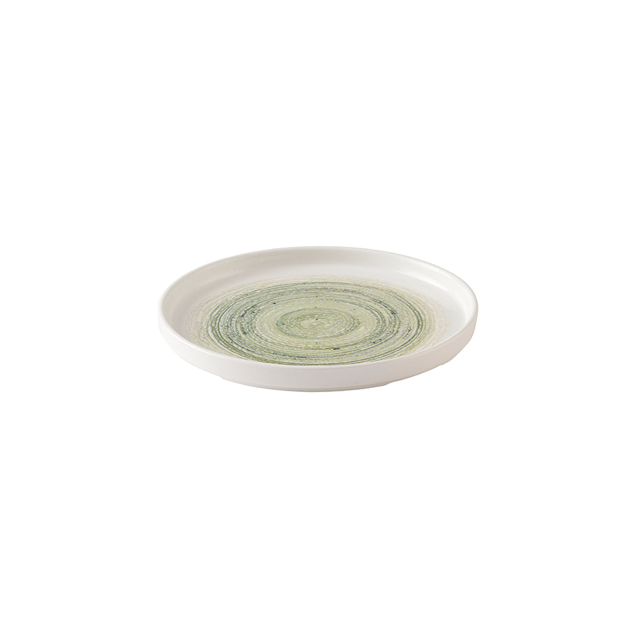 Churchill Elements Vitrified Porcelain Fern Green Round Walled Plate 16cm Pack of 6