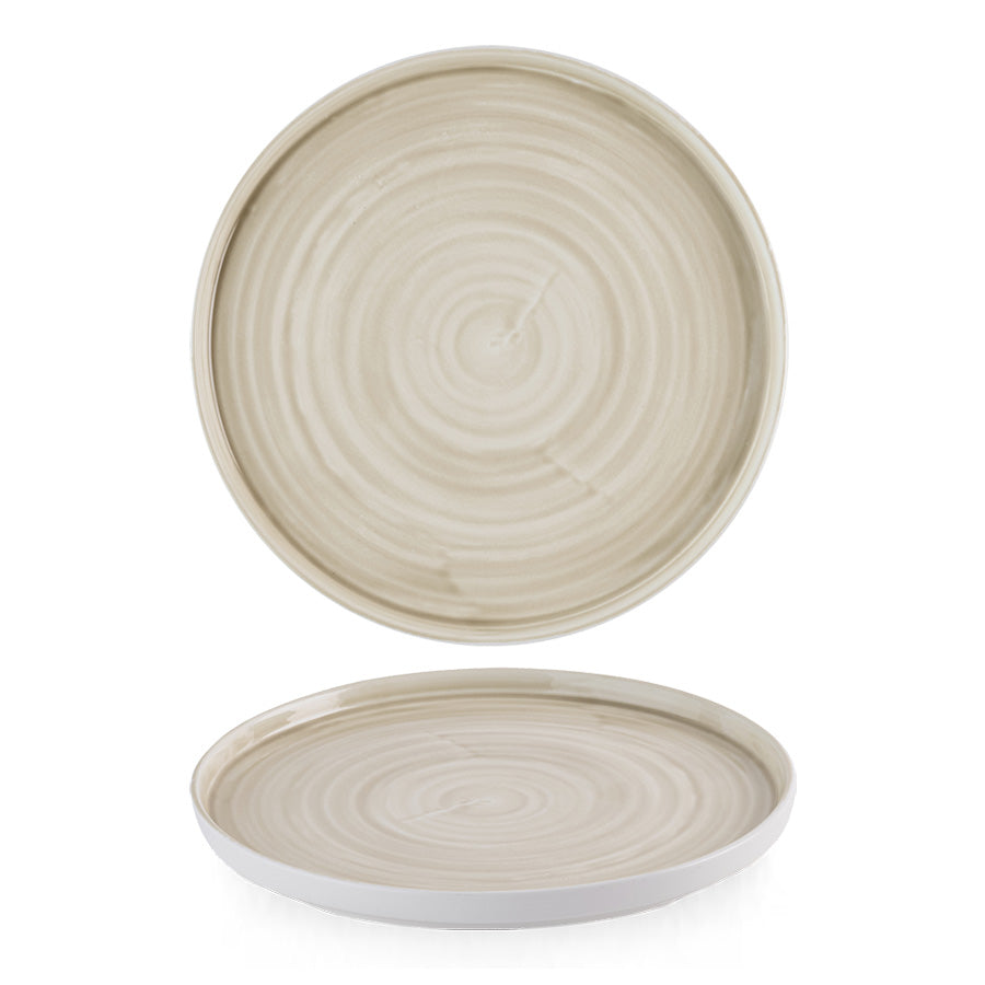 Churchill Stonecast Canvas Vitrified Porcelain Natural Round Walled Plate 27.5cm Pack of 6